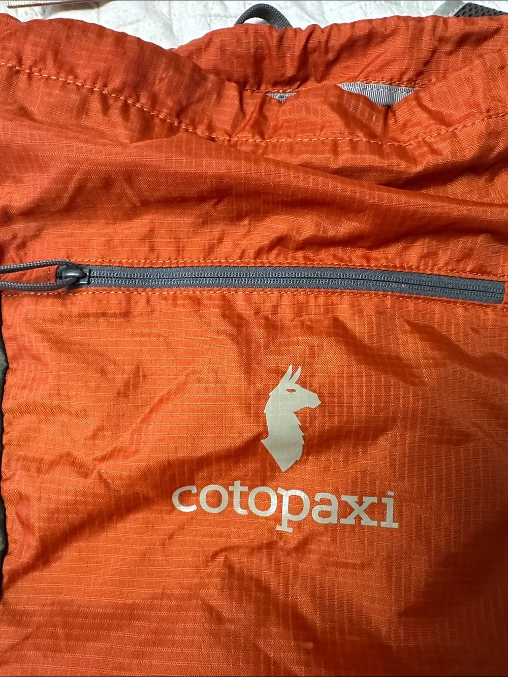 cotopaxi Orange and Olive Lightweight Drawstring Pack